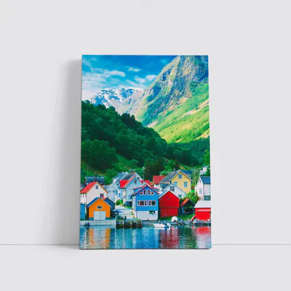 Colorful Norwegian Village Houses By Fjord