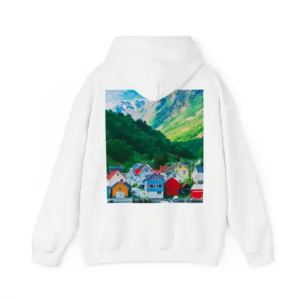 Colorful Norwegian Village Houses By Fjord