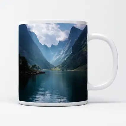 Norwegian Fjord Calm Blue Mountain Lake