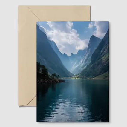 Norwegian Fjord Calm Blue Mountain Lake