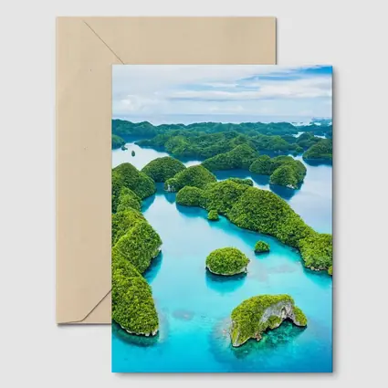 Aerial View Tropical Islands Turquoise Ocean Waters