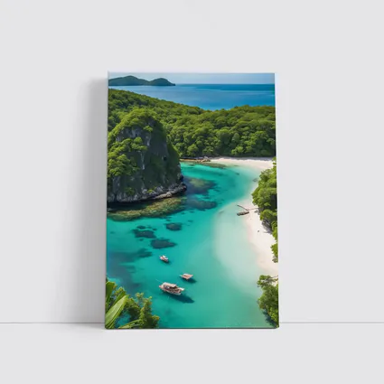 Tropical Island Cove Turquoise Water Aerial View
