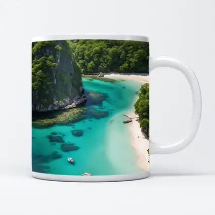 Tropical Island Cove Turquoise Water Aerial View