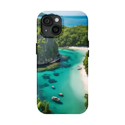 Tropical Island Cove Turquoise Water Aerial View
