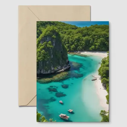 Tropical Island Cove Turquoise Water Aerial View
