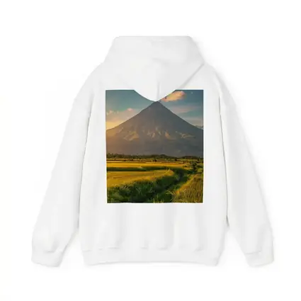 Mayon Volcano Rising Over Green Rice Fields