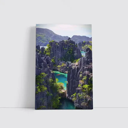 Coron Lagoon Limestone Cliffs Turquoise Water