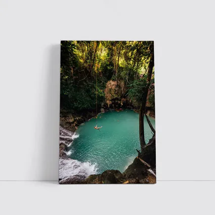Rope Swing Over Turquoise Jungle Pool