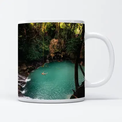Rope Swing Over Turquoise Jungle Pool