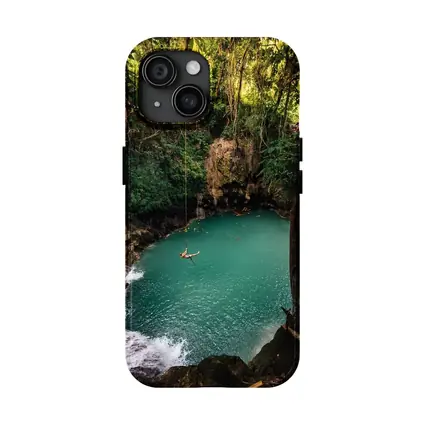 Rope Swing Over Turquoise Jungle Pool