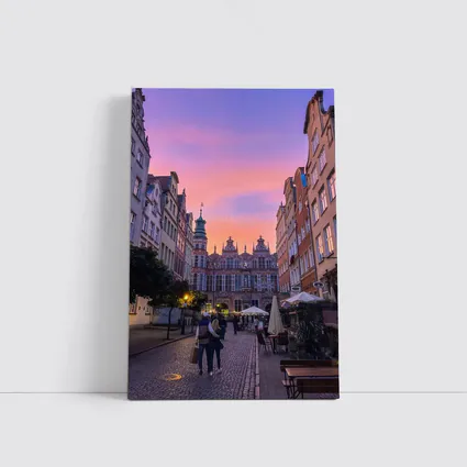 Gdansk Old Town Square at Purple Sunset