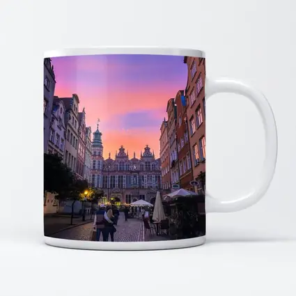 Gdansk Old Town Square at Purple Sunset