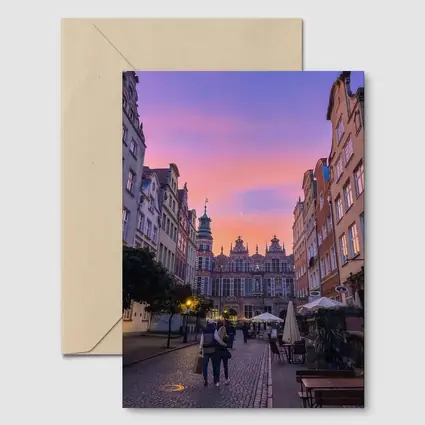 Gdansk Old Town Square at Purple Sunset
