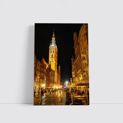 Gdansk Old Town Street At Night