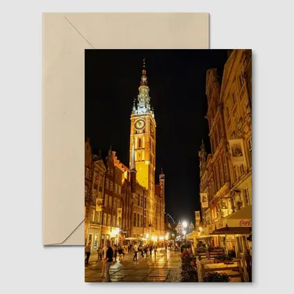 Gdansk Old Town Street At Night
