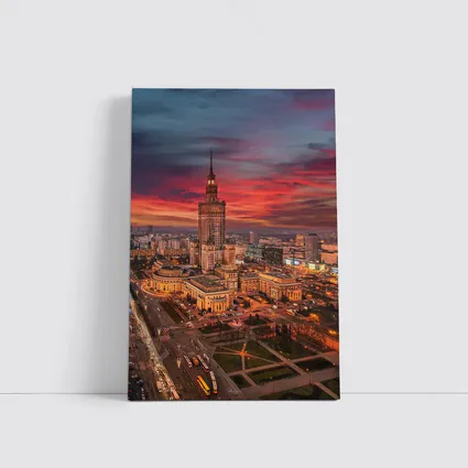 Palace of Culture Warsaw Dramatic Sunset Sky