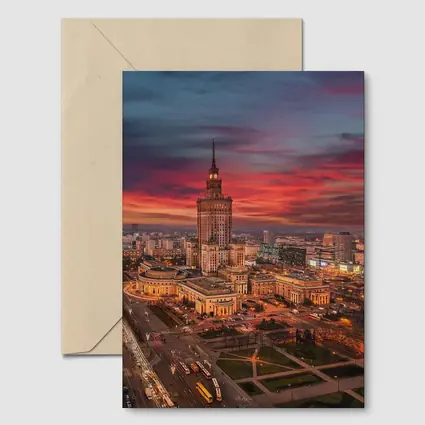 Palace of Culture Warsaw Dramatic Sunset Sky