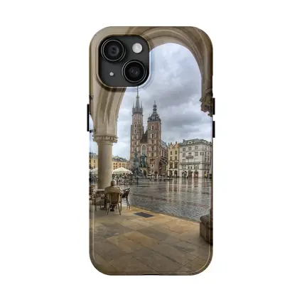 Krakow Main Square St Mary Basilica Rain