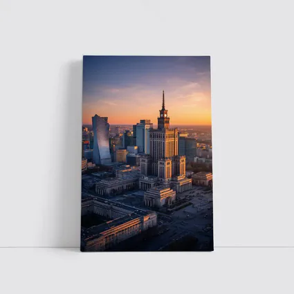 Warsaw Palace of Culture Sunset Skyline