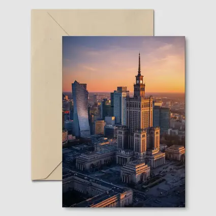 Warsaw Palace of Culture Sunset Skyline