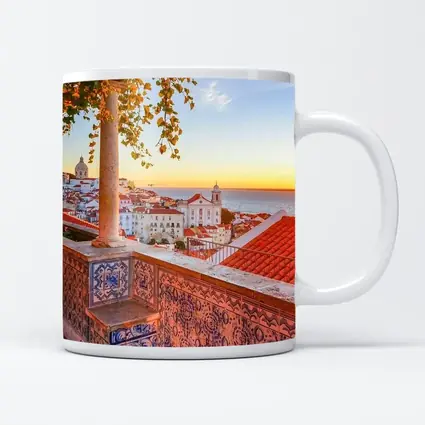Lisbon Alfama District Sunset Rooftop View