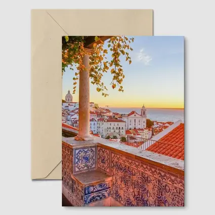 Lisbon Alfama District Sunset Rooftop View