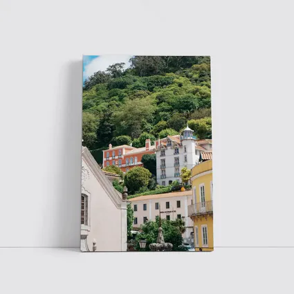 Sintra Portugal Colorful Buildings Green Hillside