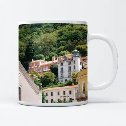 Sintra Portugal Colorful Buildings Green Hillside