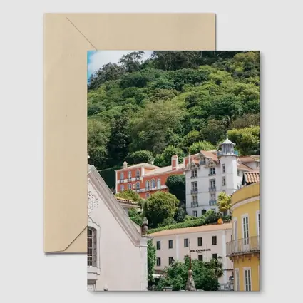 Sintra Portugal Colorful Buildings Green Hillside