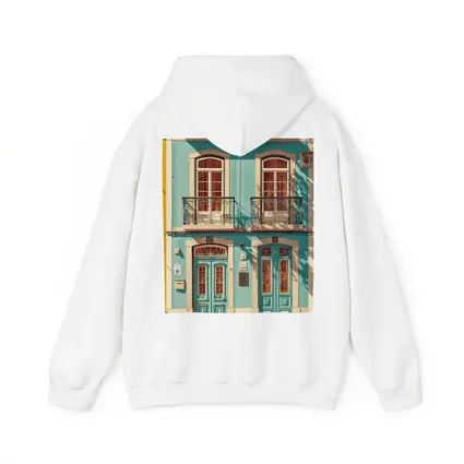Teal Portuguese Building Facade Sunny Street