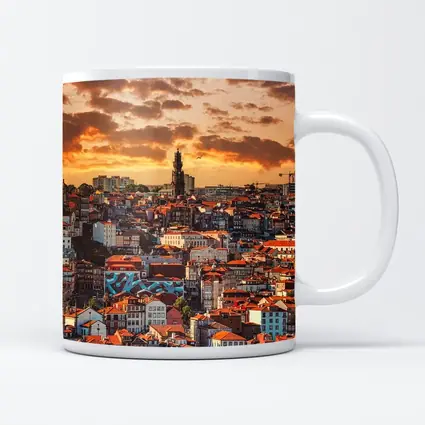 Porto City Skyline at Golden Sunset