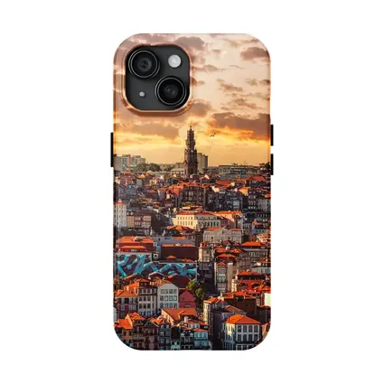 Porto City Skyline at Golden Sunset