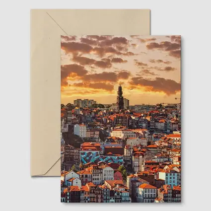 Porto City Skyline at Golden Sunset