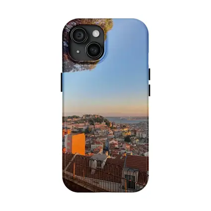 Lisbon City Skyline at Golden Sunset