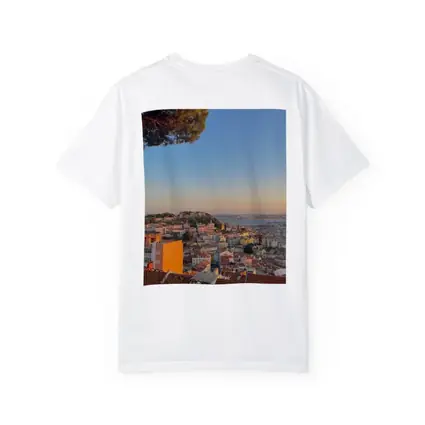 Lisbon City Skyline at Golden Sunset