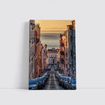 Lisbon Street Golden Hour Ocean View