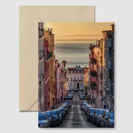 Lisbon Street Golden Hour Ocean View
