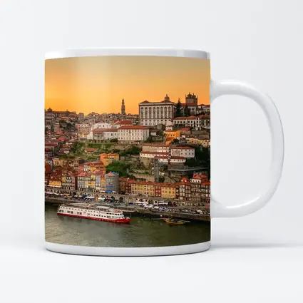 Porto Cityscape at Golden Sunset Douro River