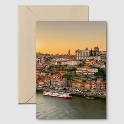 Porto Cityscape at Golden Sunset Douro River