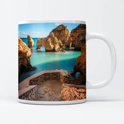 Algarve Rocky Cliffs Turquoise Ocean Portugal