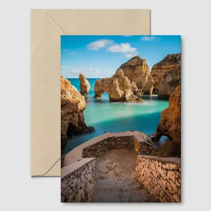 Algarve Rocky Cliffs Turquoise Ocean Portugal
