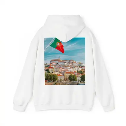 Portugal Flag Over Coimbra City Skyline