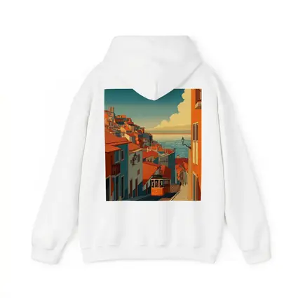 Lisbon Tram Hillside Street Retro Illustration