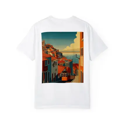 Lisbon Tram Hillside Street Retro Illustration