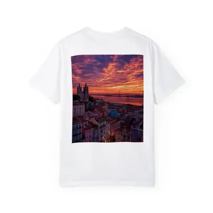 Lisbon Portugal Skyline Fiery Sunset Sky