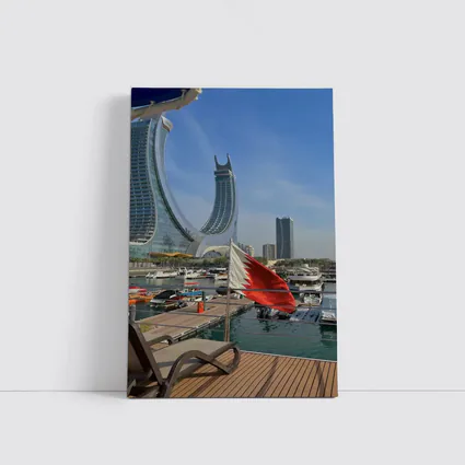 Bahrain Flag Marina Modern Skyline View