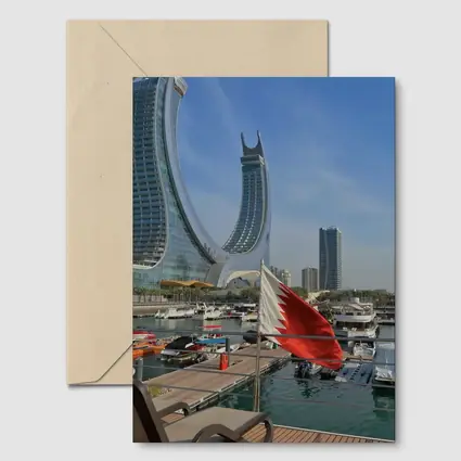 Bahrain Flag Marina Modern Skyline View