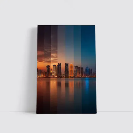 Doha Qatar Skyline Day To Night