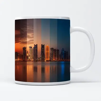 Doha Qatar Skyline Day To Night