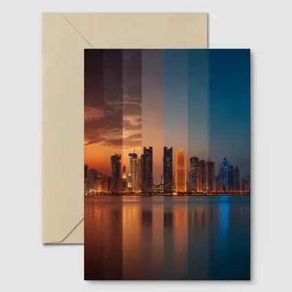Doha Qatar Skyline Day To Night